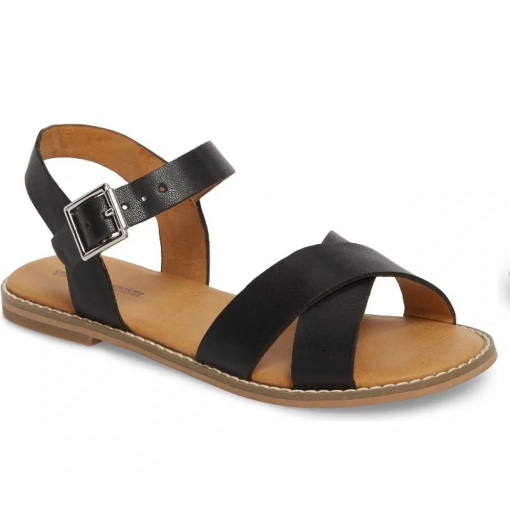 Tucker & Tate Nordstrom Black Faux Leather Ankle Strap Sandals